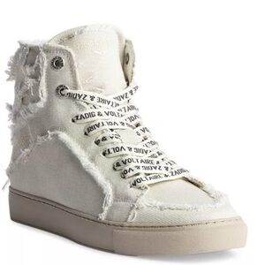 Zadig & Voltaire Distressed Cream High-Top Sneakers